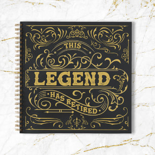 Vintage Black Gold Legend Ruhestands-Gästebuch Notizblock