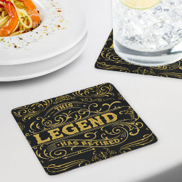 Vintage Black-Gold-Legende Rechteckiger Pappuntersetzer