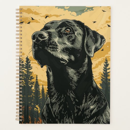 Vintage Black Labrador Retriever Postings Planer (Vorderseite)