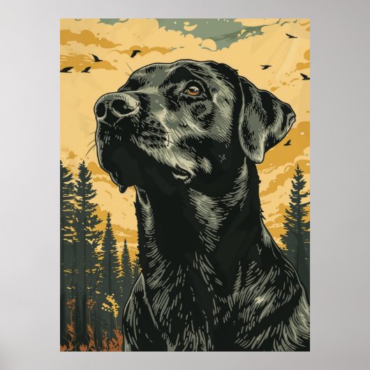 Vintage Black Labrador Retriever Postings Poster (Vorne)