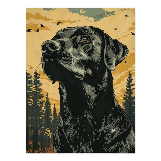 Vintage Black Labrador Retriever Postings Poster (Vorderseite)