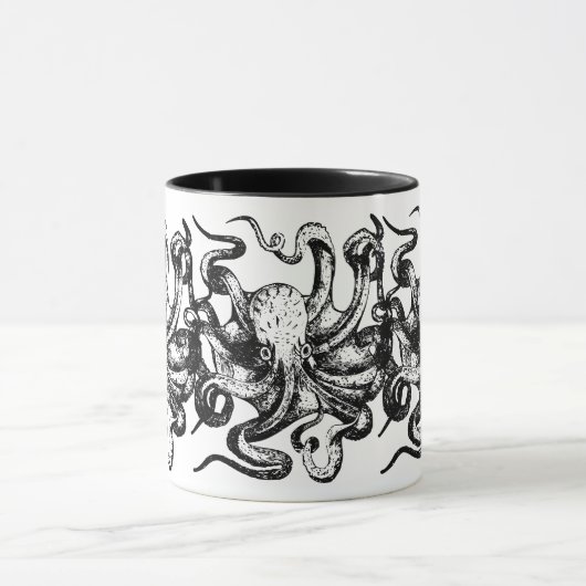 Vintage Black Octopus Tasse (Zentrum)