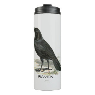 Vintage Black Raven Personalisiert Thermosbecher