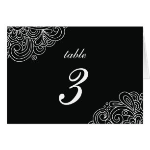 Vintage Black Swirl Damask Wedding Tischnummer