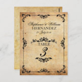 Vintage Black Swirl Hochzeitsempfehlung Tischnumme Postkarte (Vorne/Hinten)