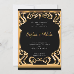 Vintage-Black und aufwendige Art Deco-Hochzeit Einladung
