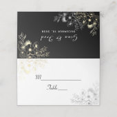 Vintage Black Wedding Platzkarte (Außenseite Aufgefaltet)