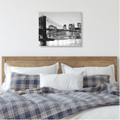Vintage Black & White Brooklyn Bridge Leinwanddruck (Insitu (Schlafzimmer))