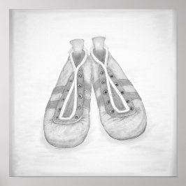 Vintage Black&White Fußballschuhe Poster