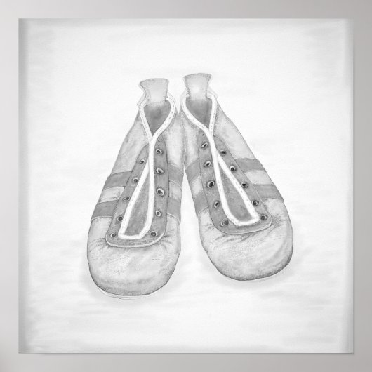 Vintage Black&White Fußballschuhe Poster (Vorne)