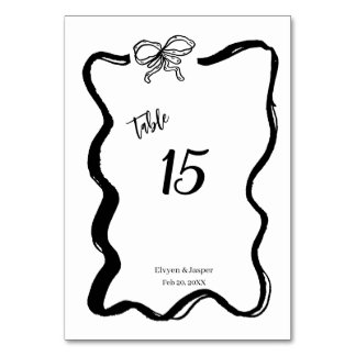 Vintage Black & White Hand-drawn Frame Wedding  Tischnummer