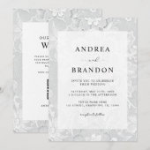 Vintage Black & White Lace Floral Wedding Einladung (Vorne/Hinten)