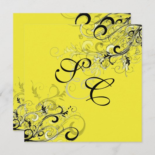 VINTAGE BLACK-WIRBEL/Tageslicht Einladung (Vorne/Hinten)