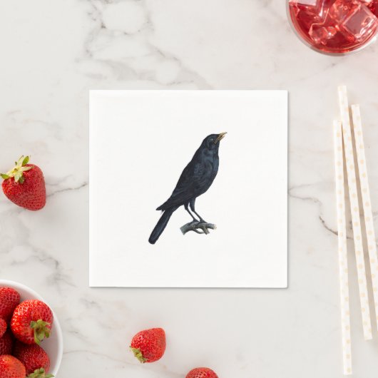 Vintage Blackbird Crow-Illustration Serviette (Beispiel)