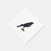 Vintage Blackbird Crow-Illustration Serviette (Ecke)