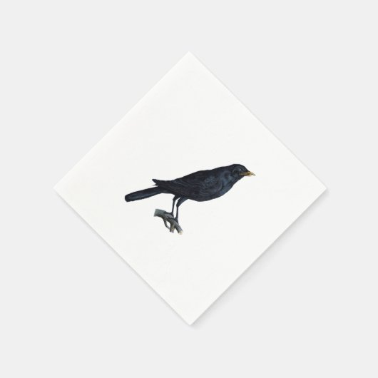 Vintage Blackbird Crow-Illustration Serviette (Ecke)