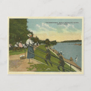 Vintage Blanc Island Detroit River Postkarte