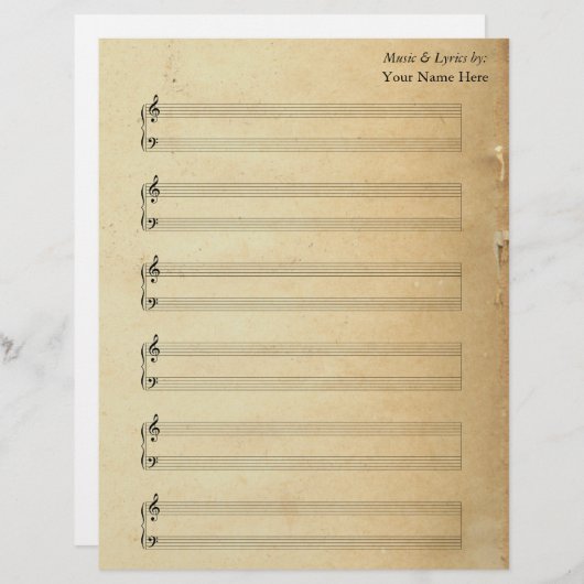 Vintage Blank Sheet Music Piano Staves (Vorne/Hinten)