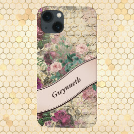 Vintage Bläschen-Ephemeride mit rosa Ribbon-Monogr Case-Mate iPhone Hülle