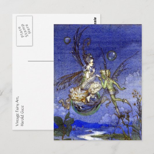 Vintage Blase Postkarte (Vorne/Hinten)