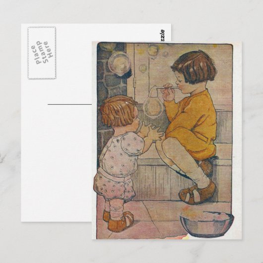 Vintage Blasen Postkarte (Vorne/Hinten)