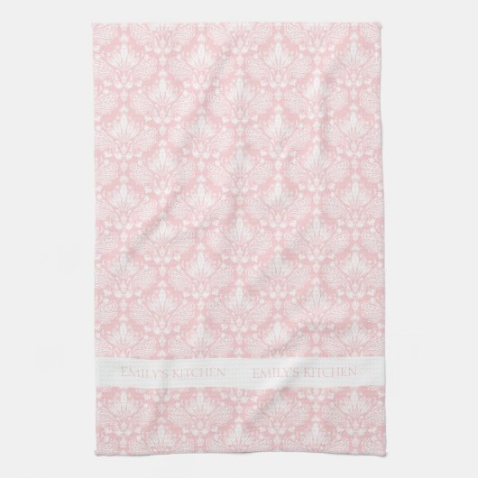 Vintage, blass-rosa Damasken Geschirrtuch (Vertikal)