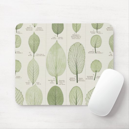 Vintage Blatt-Illustrationen Mousepad (Mit Mouse)