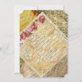 Vintage Blatt Music Floral Wedding Einladung (Rückseite)