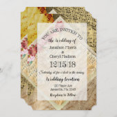 Vintage Blatt Music Floral Wedding Einladung (Vorne/Hinten)