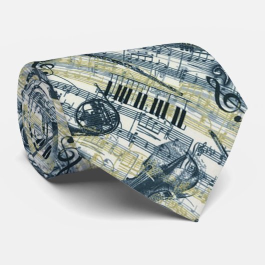 Vintage Blatt-Musik-Muster-Krawatte Krawatte (Gerollt)