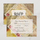 Vintage Blatt Musik Rosa Rose Wedding RSVP Karte (Vorne/Hinten)