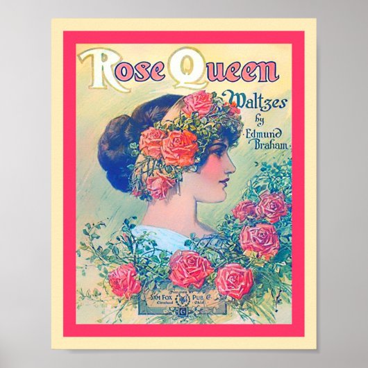 Vintage Blatt Musik Rose Königin Waltzes Cover Pri Poster (Vorne)