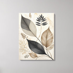 Vintage-Blatt- und Blumen neutrale botanische Skiz Leinwanddruck