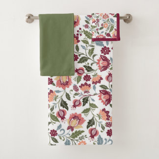 Vintage-Blatt- und Blumendesigns Badhandtuch Set
