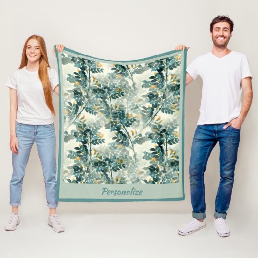 Vintage Blätter aus grünen Blättern Fleecedecke (Beispiel)