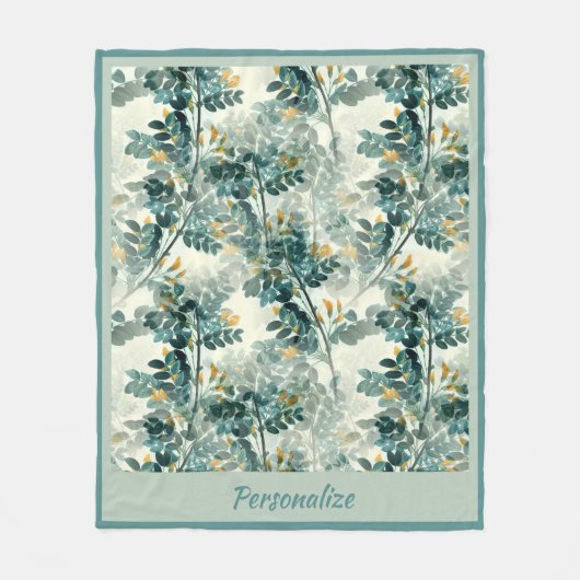 Vintage Blätter aus grünen Blättern Fleecedecke (Vorderseite)