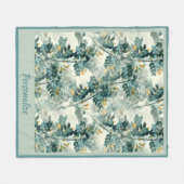 Vintage Blätter aus grünen Blättern Fleecedecke (Vorderseite (Horizontal))