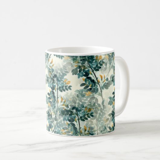 Vintage Blätter aus grünen Blättern Kaffeetasse (VorderseiteRechts)