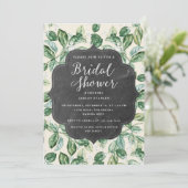 Vintage Blätter Chalkboard Bridal Dusche Einladung (Stehend Vorderseite)