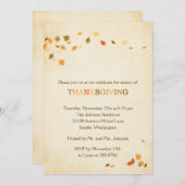 Vintage Blätter Erntedank Party Einladung (Vorne/Hinten)