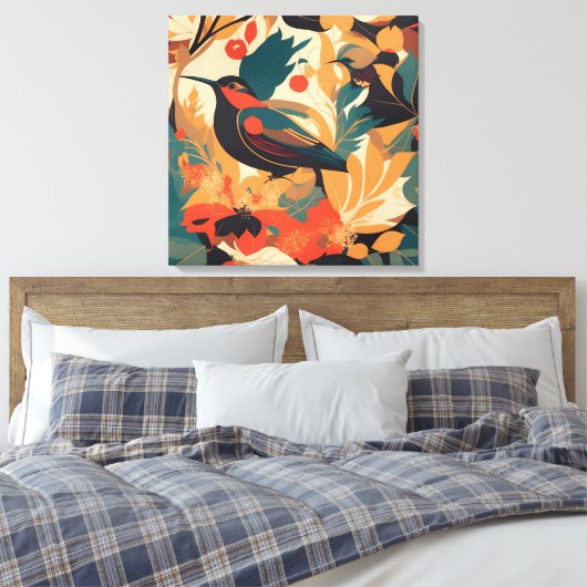 Vintage Blätter für Vogelblumen #2 Leinwanddruck (Insitu (Schlafzimmer))