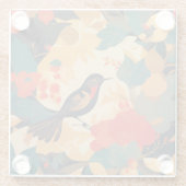 Vintage Blätter für Vogelblumen Glasuntersetzer (Rückseite)