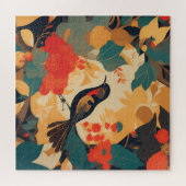 Vintage Blätter für Vogelblumen Puzzle (Horizontal)