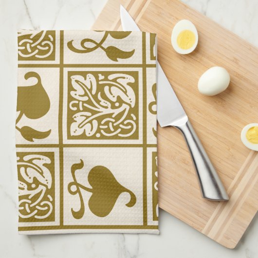 Vintage Blätter Geschirrtuch (Viertel Falte)