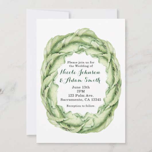 Vintage Blätter Tropischer Chic Hochzeitseinladung Einladung (Vorderseite)