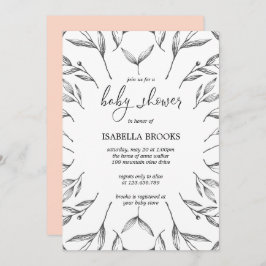 Vintage Blätter und Beeren | Babydusche Einladung