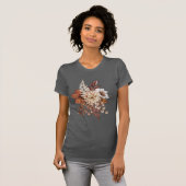 Vintage Blätter zur Blume im Herbst T-Shirt (Vorne ganz)