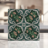 Vintage Blättertrolle Aquamarines Grünes Grau Fliese