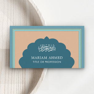 Vintage Blau Arabischer Stil Islamischer Muslim Visitenkarte