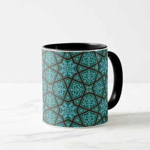 Vintage Blau Grau Arabisches Ägypten Geometrisches Tasse